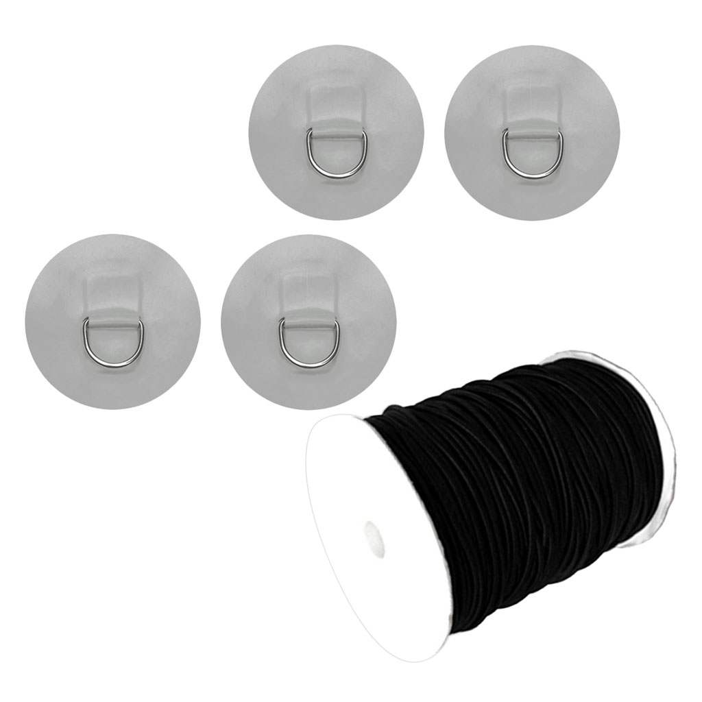 5mm Black Shock Cord White PVC Inflatable Boat SUP Bungee Deck Rigging Kit 