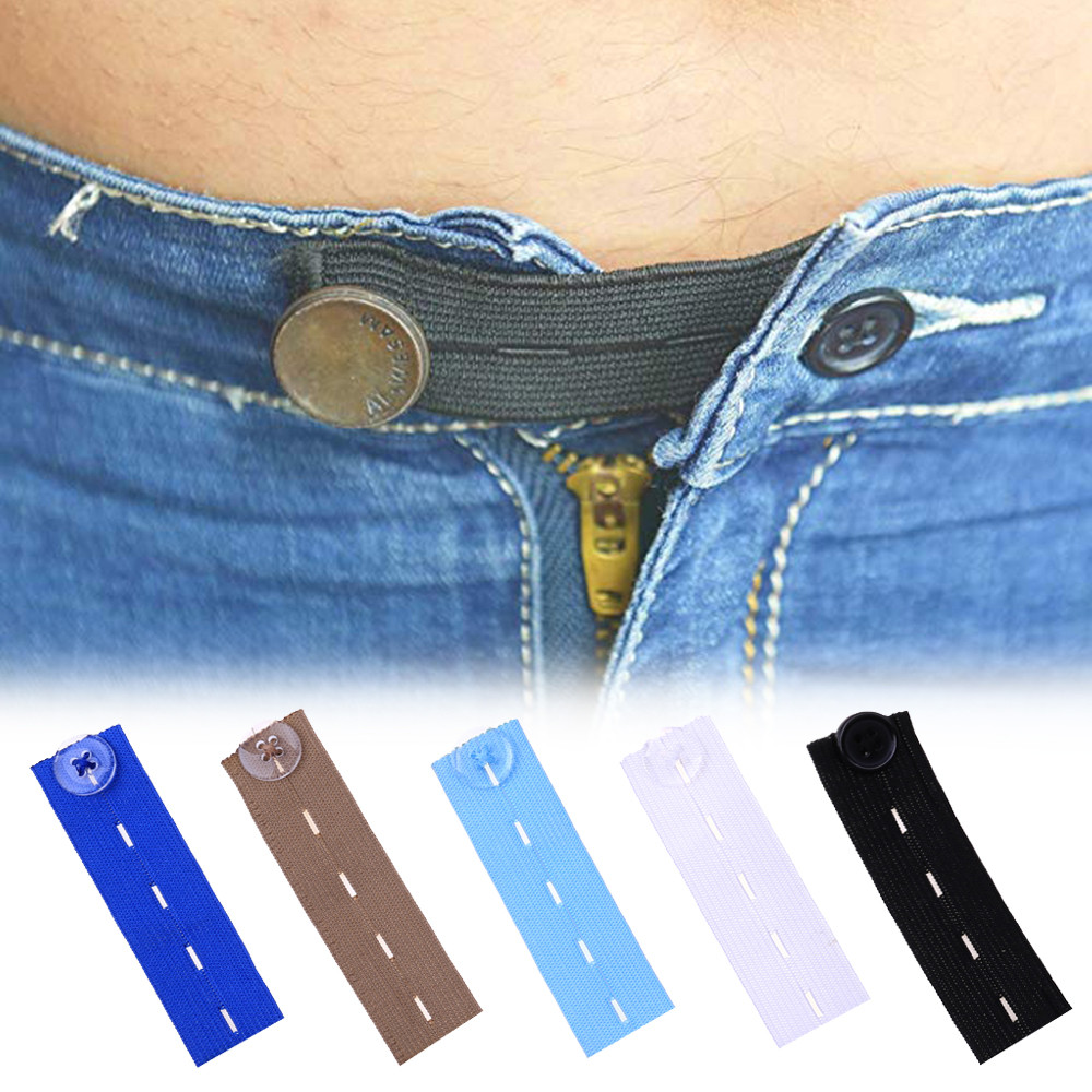 Extensores de Cintura El/ástica,5 PCS Extensor de Pantalones Cintura Ajustable Extensores de Botones Amplificador de Pantalones para Vaqueros Pantalones para Embarazadas Pantalones Negros