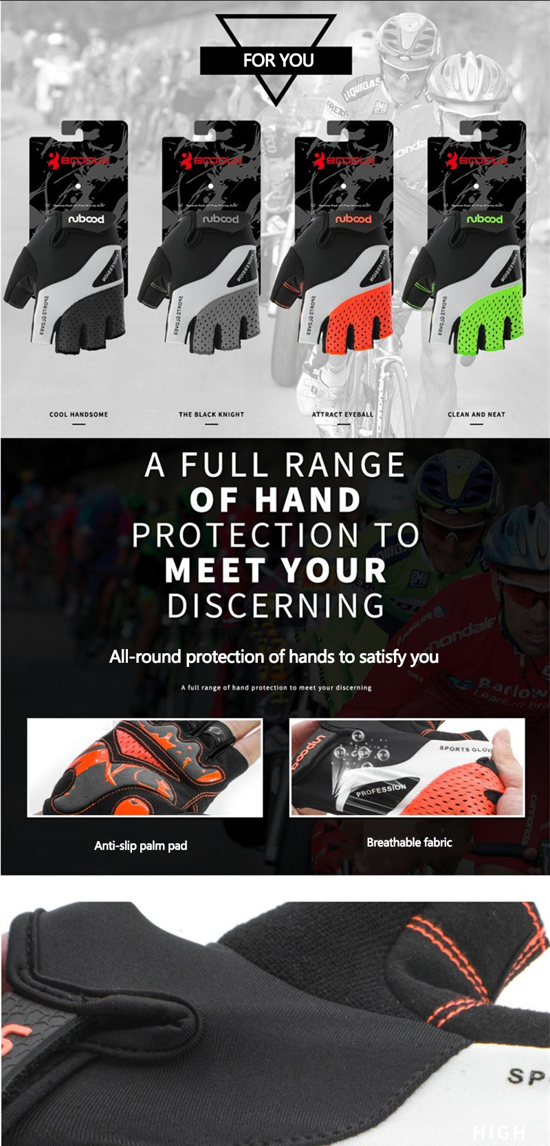 BOODUN Cycling Gloves Half Finger Antislip Shock Absorption Bicycle