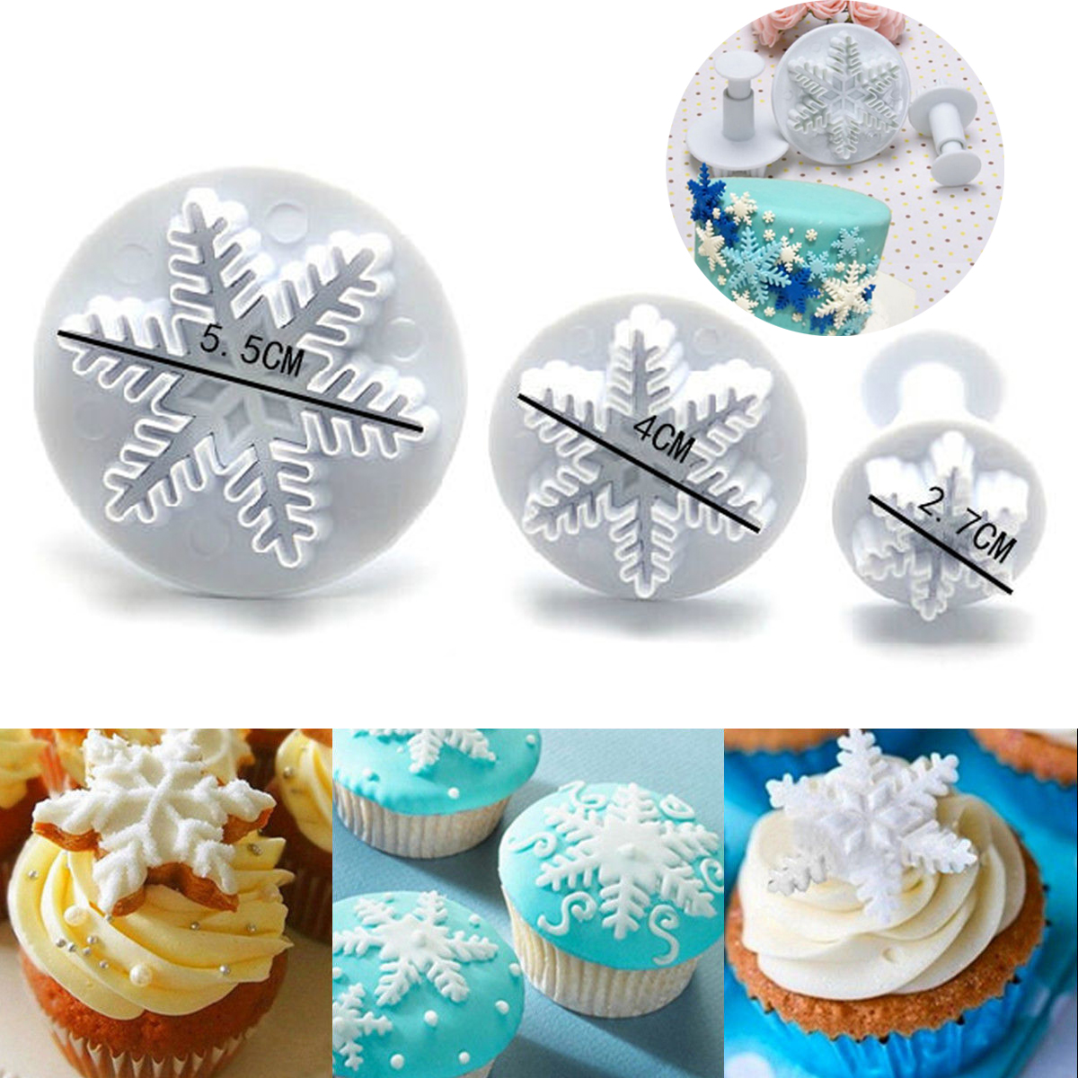 Silicone Mold 3D Christmas Decorations Snowflake Lace DIY Cooking Cake Tools