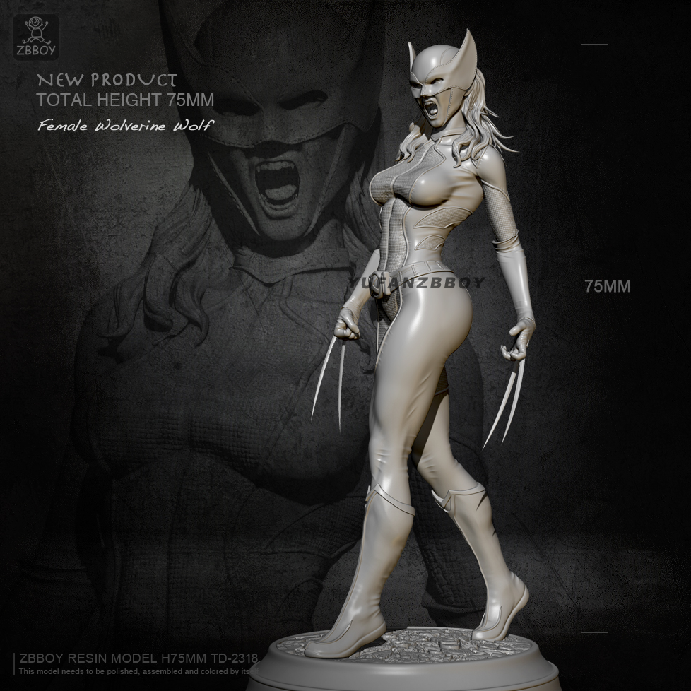 1/24 Scale Female Wolverine Figure Unpainted Resin Model Kits Unassembled YUFAN 