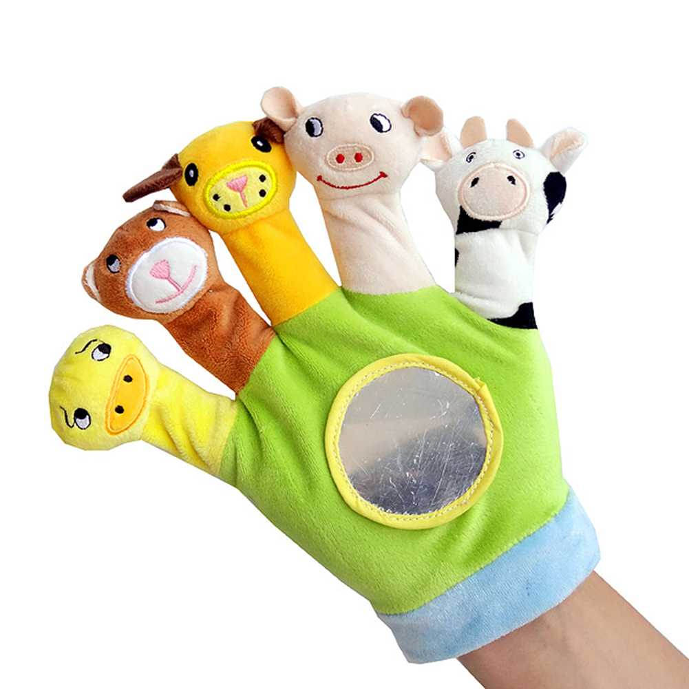 Cerdo de dibujos animados Títeres felpa de mano para decir de historia Guantes interactivo juguete de los niños mano de las marionetas 