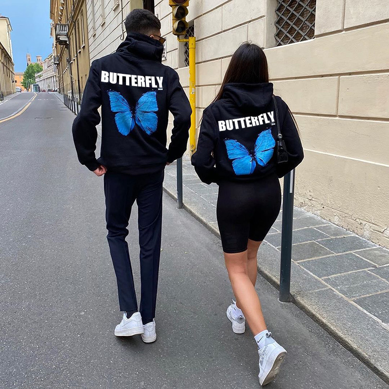 private blue butterfly moletom com capuz