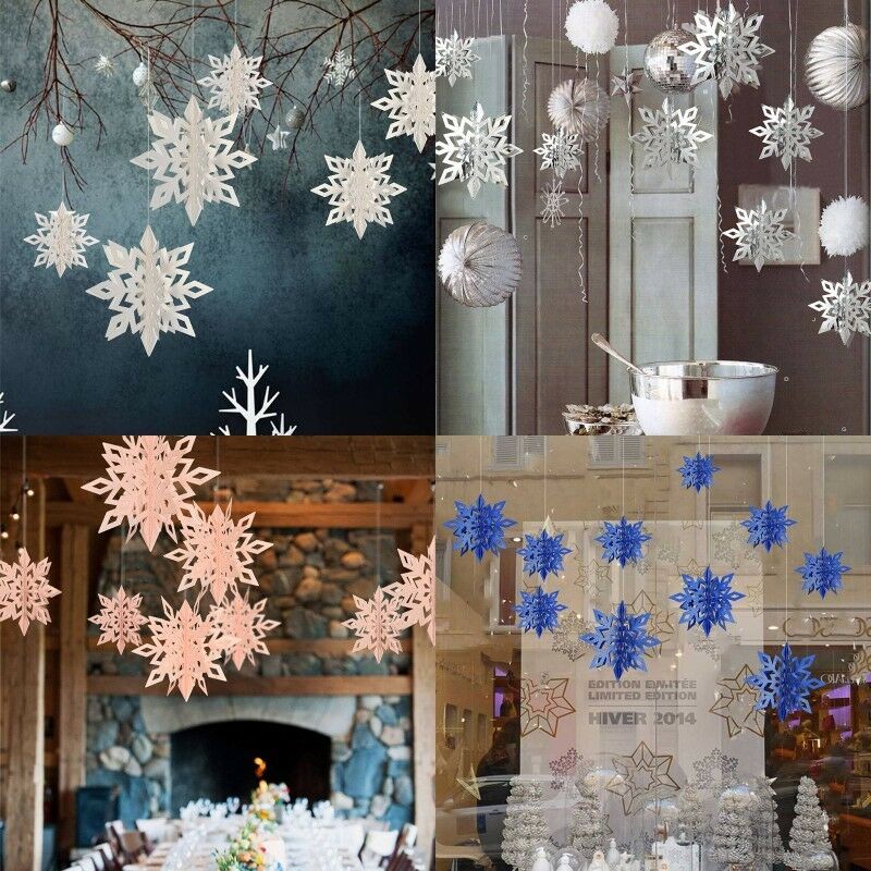 6M Argent Bordure D/écorations Sapin De Noel Bleu 236 Creux Flocon De Neige Tulle Rubans Ornement