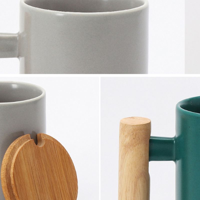 Coffee Mug with Lid and Spoon Wooden Handle Ceramic Milk Tea Cup for Home,13oz Coffee Mug with Lid and Spoon Wooden Handle Ceramic Milk Tea Cup for Home,13oz