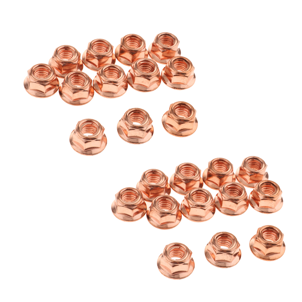 Toygogo 24X M8 Flashed Copper Exhaust Manifold 8mm Nut-Nut High 