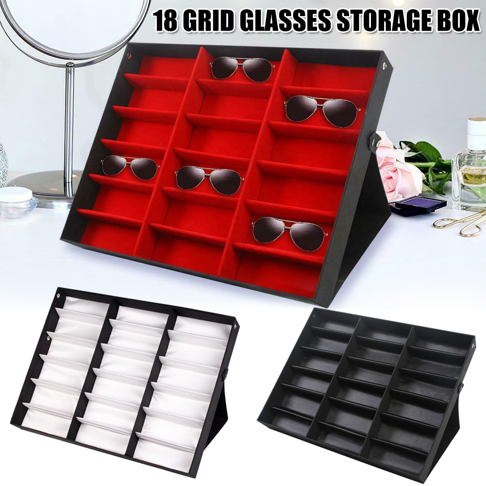 Description Picture 2 of item18 Grids Eyeglass Sunglasses Glasses Storage Display Box Holder Case Organizer FOU99