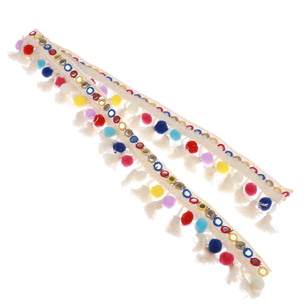 Description Picture 3 of item1 Yard Pompom Ball Fringe Tassels Braid Jacquard Ribbon Sewing Ornaments Tassel Fringe Trim Ribbon Pompom Ball Trim