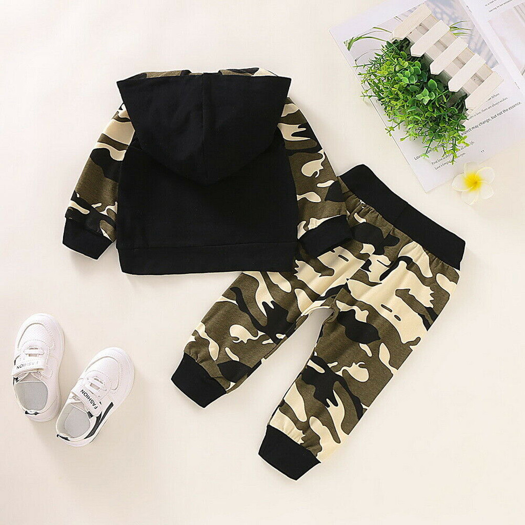 Plaid Striped Pants Outfits Set Baby Boys Girls Clothes Sweatshirt Bear Printed Long Sleeve Hoodie Tops