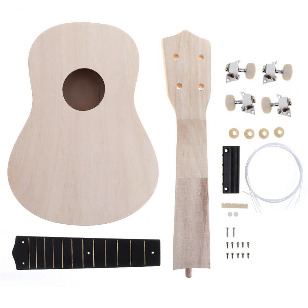 21 Zoll Holz Ukulele DIY Kit Hawaii Gitarre 4 Saiten Lackierbar für Kinder TOLL 