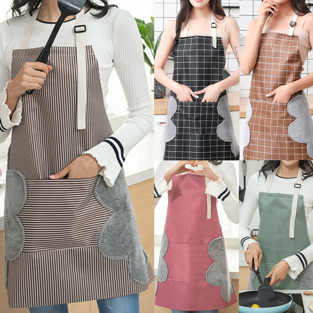Details about   Kitchen Accessories Cooking Plaid Stripe Half Polyester 1 Pockets Apron  $S1 
