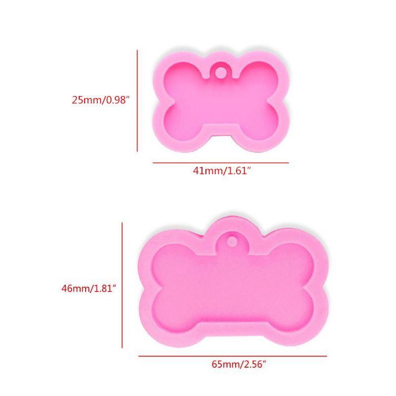 Silicone Bone Shape Pendant Resin Mold DIY Dog Tag Keychain Resin Casting Mould
