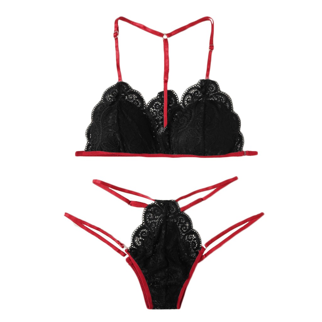 sexy women"s bra floral lace patchwork red black