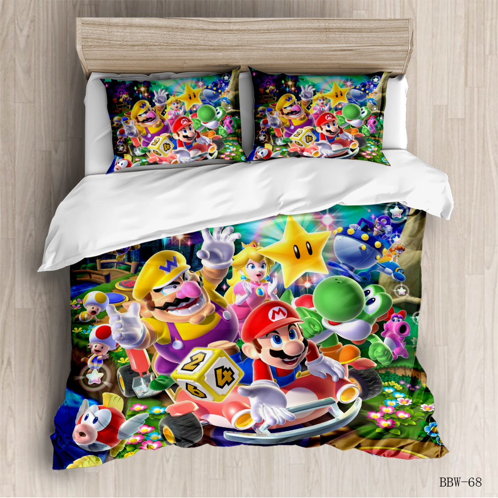 Xiaoxiao 3D Super Mario Bros Juego de Ropa de Cama Infantil con dise/ño de Dibujos Animados y Personajes Impresos