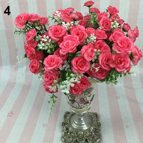 1 Bouquet Artificial Tea Rose Faux Silk Cloth Flowers Room Wedding Decor Nimble