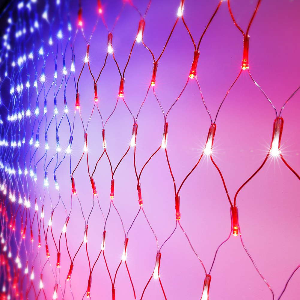 American Flag LED String Lights 390LEDs Large USA Flag Net Light Outdoor Lights 