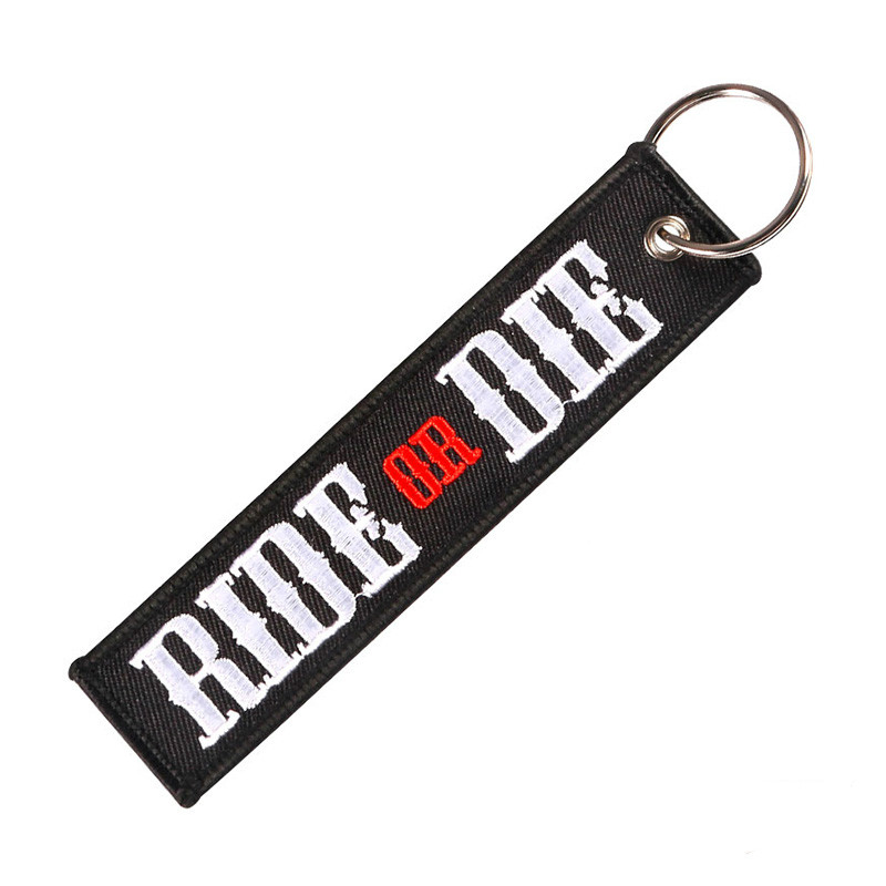 3x Keychain Embroidered Luggage Tag RIDE or DIE Key Ring Key Chains