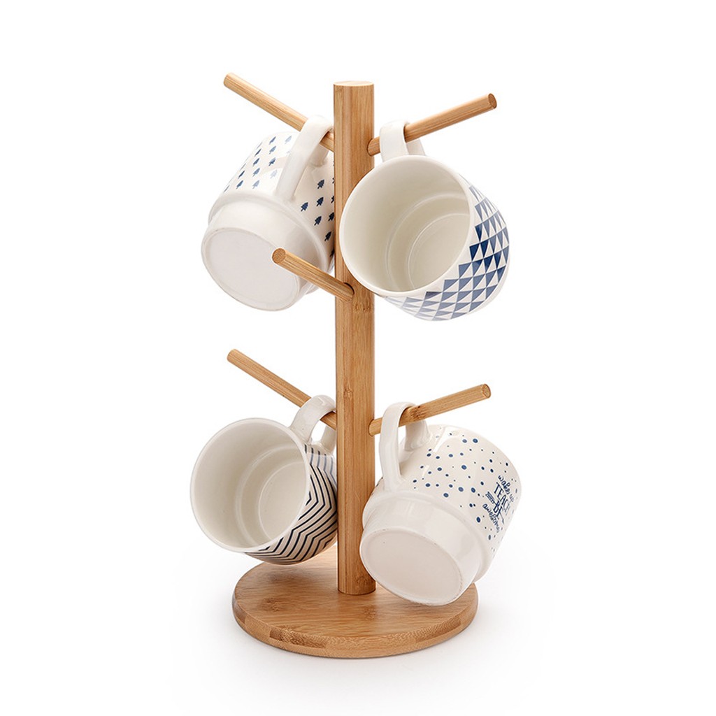 soporte para vasos cuadrados Soporte para tazas de drenaje de madera maciza de bamb/ú para taza de caf/é o t/é para la cocina HangzhoushiJacob Elsie