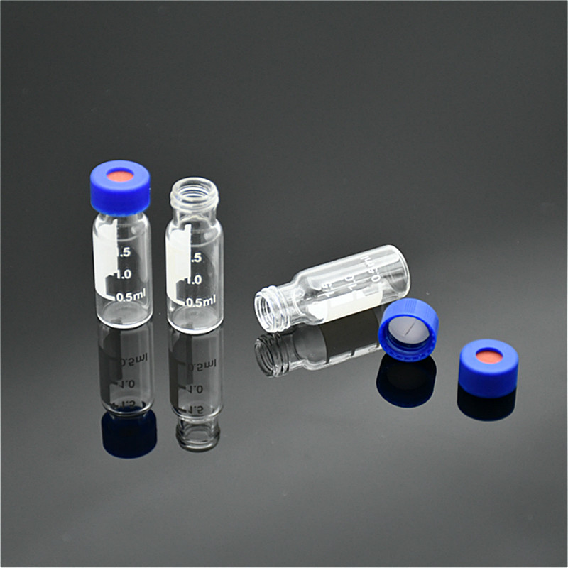 Chromatography Vial 1.5ml Polypropylene Opening Cap White PTFE/Red Silicone  Septa(Breaking) 9mm Clear Chromatography vial 100/PK