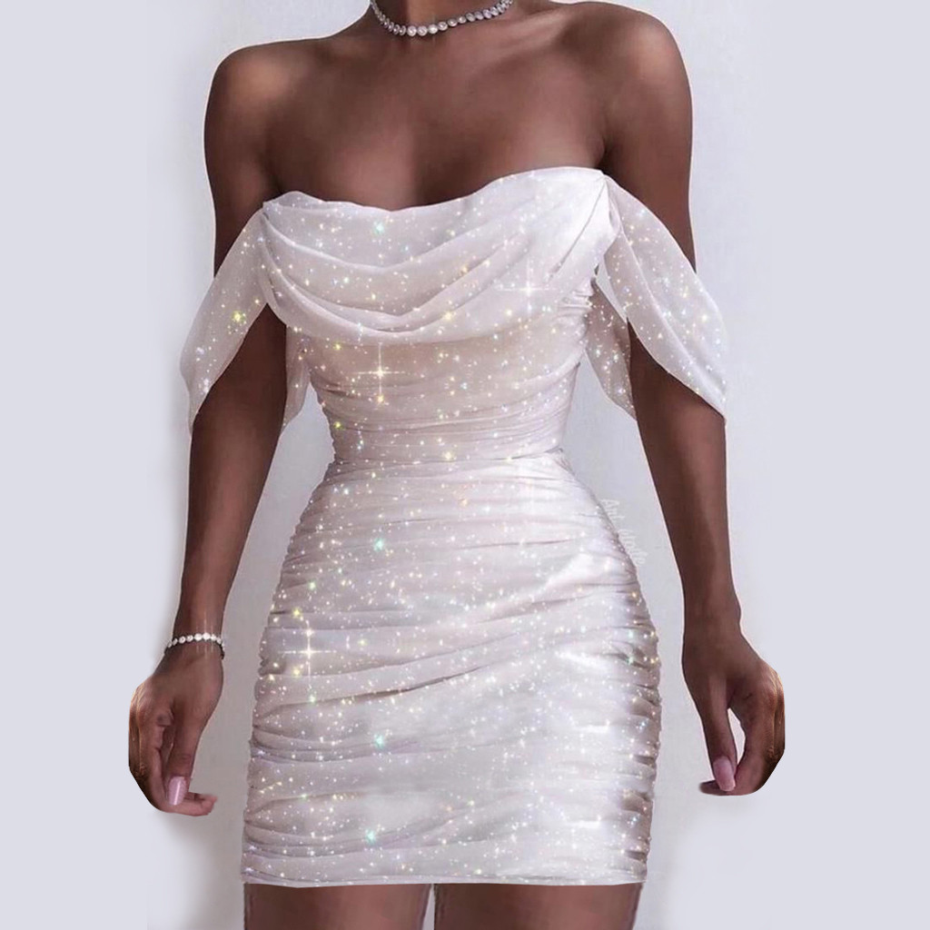 white glitter dress