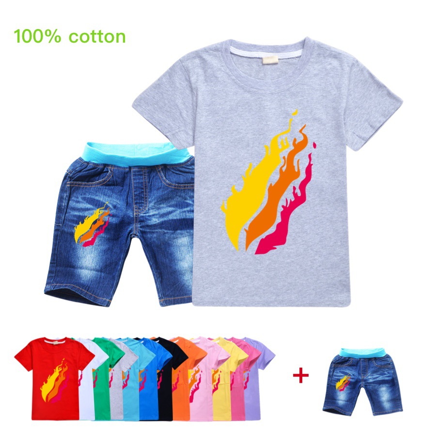 Kids Boys Girls Short Sleeve PRESTONPLAYZ Tshirt Shorts Set Outfits Summer