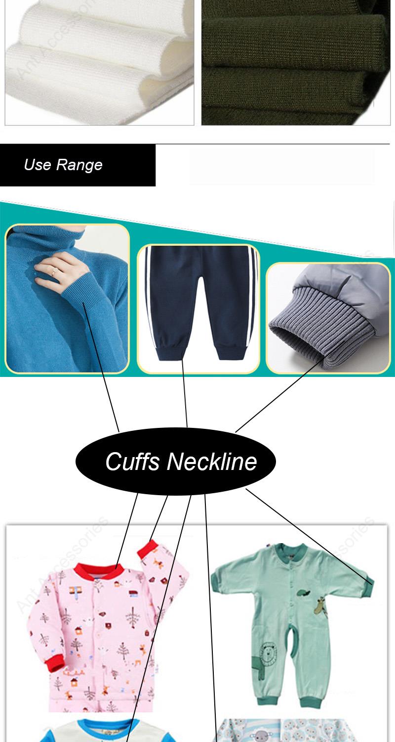 Description Picture 6 of itemHigh Elastic Cuffs Neckline Knitted Rib Anti-pilling Polyester Yarn-dyed Knitted Threaded Hem for Clothes DIY FIx 80cm(31") Long