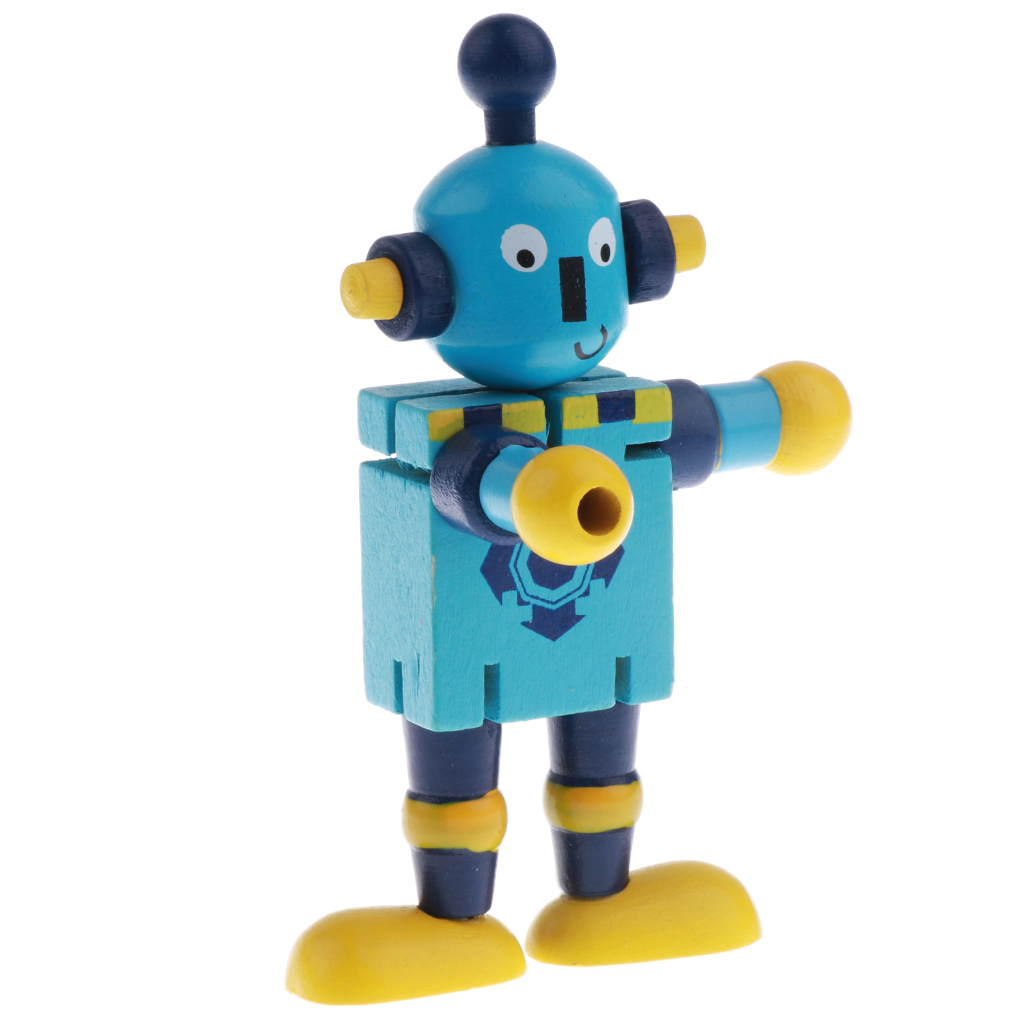 5pcs Wooden Puppets Robots Action Figure Toy Flexible Poseable Developmental 