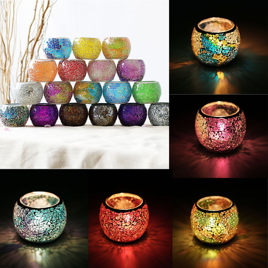Marokkanisches Mosaik Glas Votivkerze Teelichthalter Kandelaber Leuchter # 7