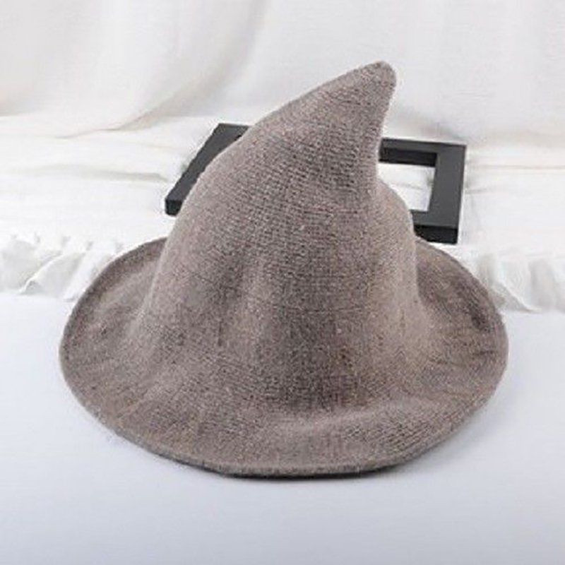 Description Picture 6 of itemWitch Design Halloween Party Hats Wool Solid Color Costume Party Witch Hats Black Dark Gray Wine red Ligh Grey Navy Blue