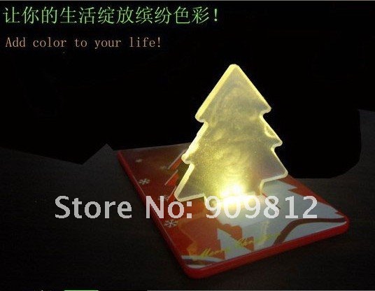 Free Shipping LED Christmas tree card light, Night light, Thin card wallets Lights, Pocket Light 25g 200pcs/lot