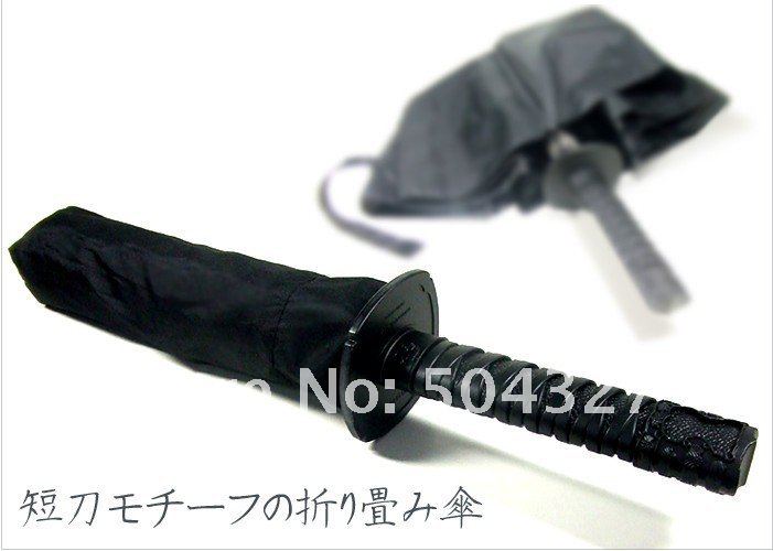 5pcs/lot Free shipping Mini Samurai Sword Black Ninja Folding Umbrella