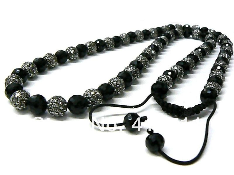 39.99 YH-SN05 Gun black Shamballa Necklace With Faceted Onyx Beads.jpg