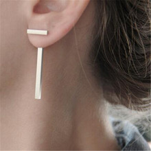 2016 Brand New Simple T Shape Long Geometric Bar Ear Jacket Stud Earring For Women Fashion Jewelry Brincos Piercing SACJ1086