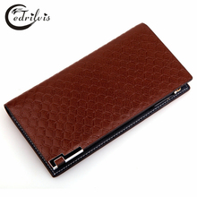Metal Angles Chequer Men Wallet W110 PU Male Purse Classical Business Long Handbag Cardholder Metal Angles Chequer Men Wallet