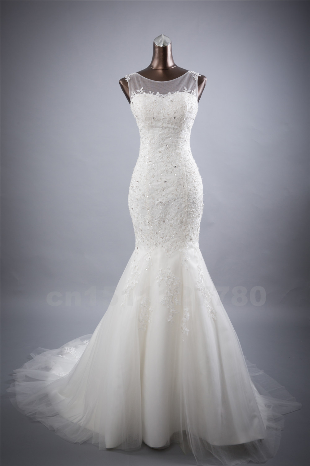 Bridal font b Wedding b font Gown Real Photos White Lace Mermaid font b Wedding b
