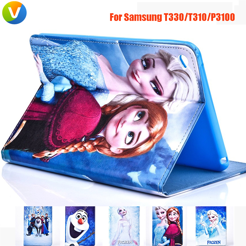 Frozen Paint PU Cover Case for Samsung Galaxy Tab T330 T310 P3100 Anti Dust Cover Coque