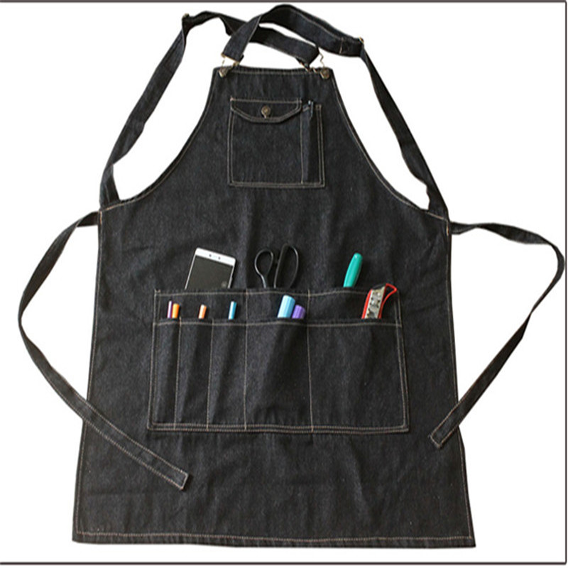 Luchuan 100/% Cotton Adjustable Work Aprons Chef Bibs Work Apron With Pockets for Women /& Man Gray