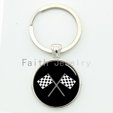 2016 newest arrival fashion sporty racing font b chequered b font flag key chain retro black