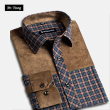 Mr. Young Brand Clothing Plus Size Men’s Shirts Long Sleeve Plaid Casual Shirts Turn-down Collar Cotton Fitnes Men Vintage Shirt
