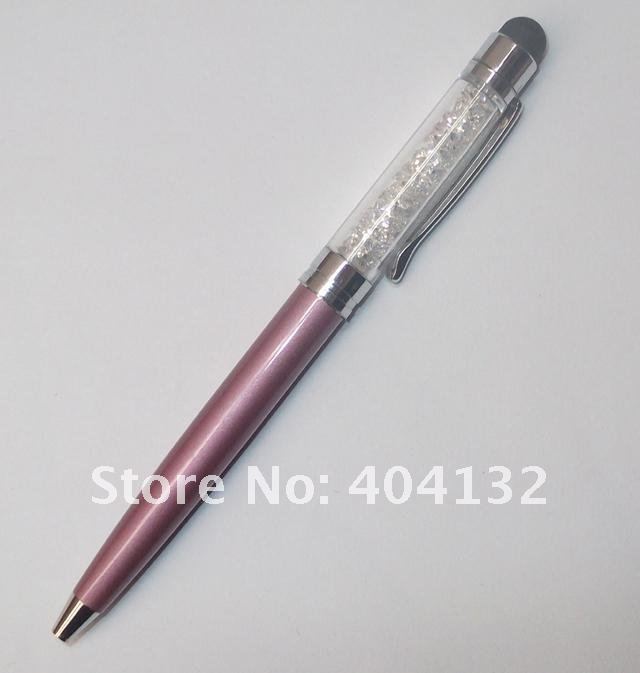 200pcs/lot- 2 in 1 Crystal Touch Stylus With Gel Ink Pen,Metal Style Touch Pen For iPad2 iPhone 3GS 4 4S iPod
