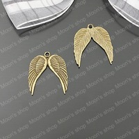 (25478)Alloy Findings,charm pendants,Antiqued style bronze tone 21*19MM Angel wings 30PCS