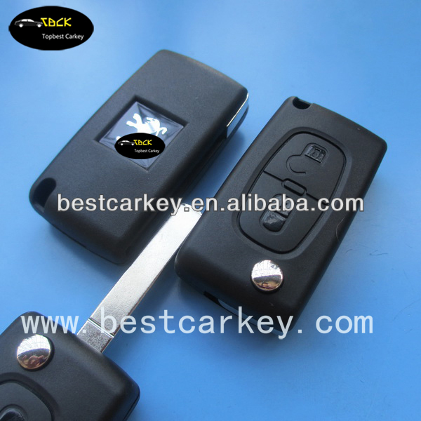 (Peugeot-RK01)Peugeot full key 2 buttons without groove blade 307