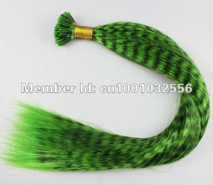 18\'\' long 100strands i tipped wholesale feather hair rextensions Straight green