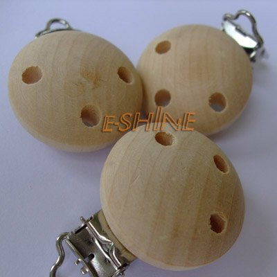 free shipping (50pcs) wooden baby pacifier holder clip with mixed colors for retail