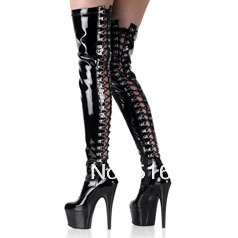 15CM High-Heeled Shoes Platform Front Buckle Strap Over The Knee