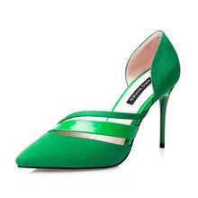 fashion thin heels women’s high-heeled shoes velvet pointed toe sexy cutout ol sandals