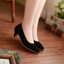 Ladies Shoes Low Heels Pointed Toe Fashion Pumps Causal Cone Heels Women Shoes Blue Black Red