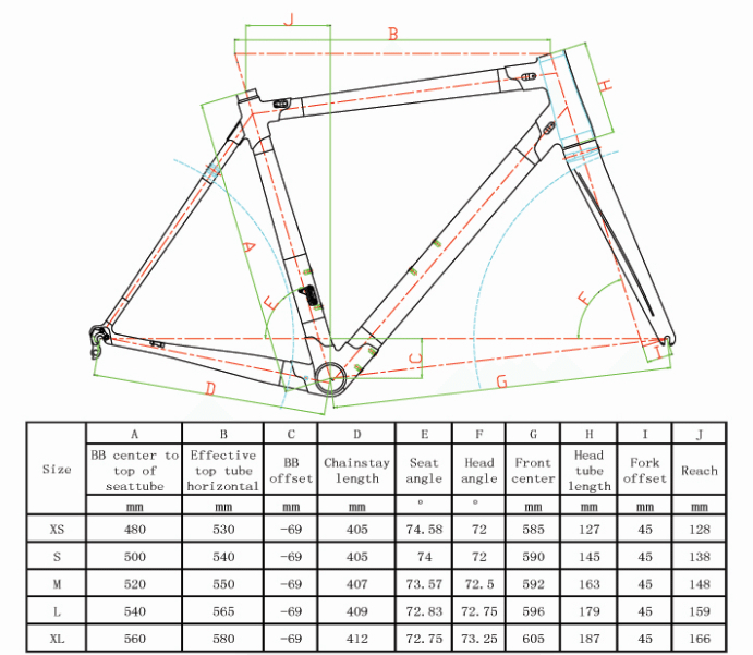 56cm Bike Size Chart