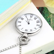 1pcs Quartz Round Pocket Watch Dial Vintage Necklace Silver Chain Pendant Antique Style 2015 Personality Pretty