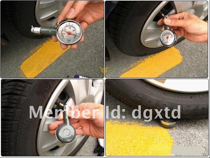 Wholesale 5Pcs/lot Dial Car Tire Gauge Meter Pressure Tyre Measure Metal Diagnostic Tool safe product Free shipping